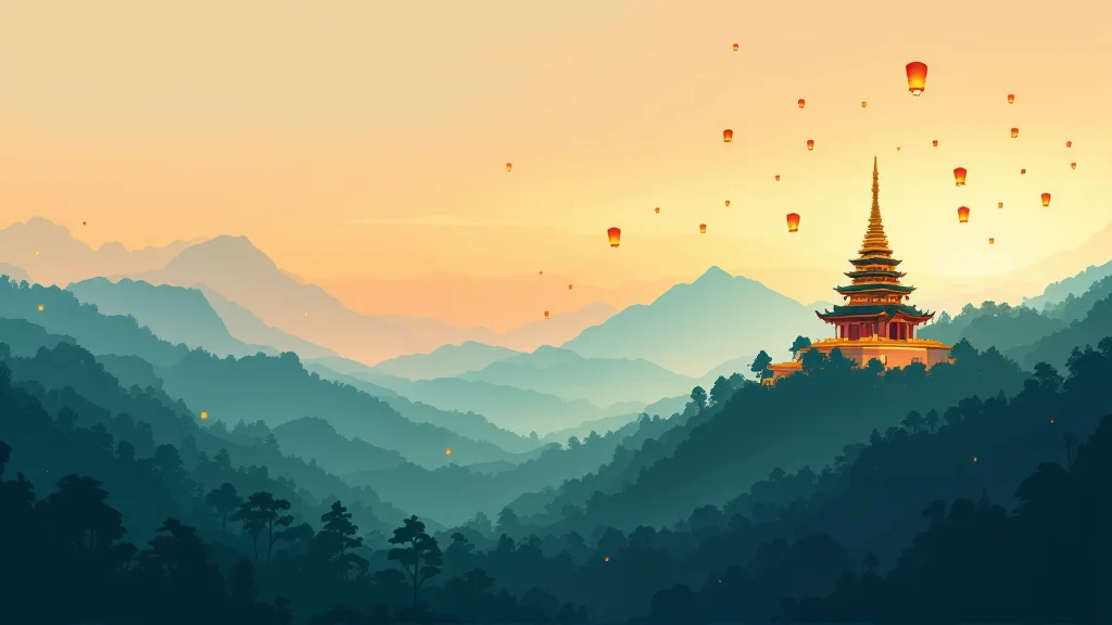Illustrated scene of Chiang Mai, Thailand